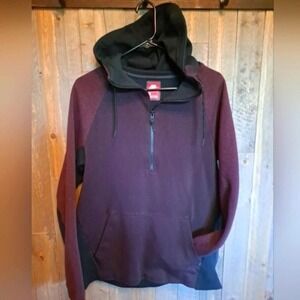 MENS SMALL NIKE HALF ZIP Hoodie Pullover Black & Burgandy Older Style & Unique